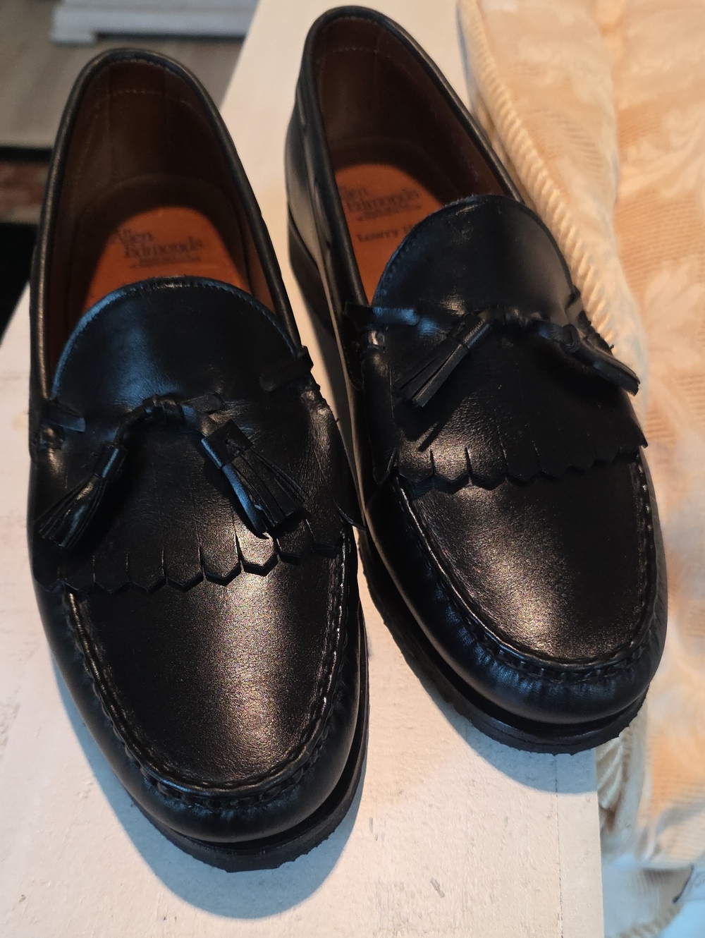 Allen Edmonds Black Leather Tassel Kiltie Loafers